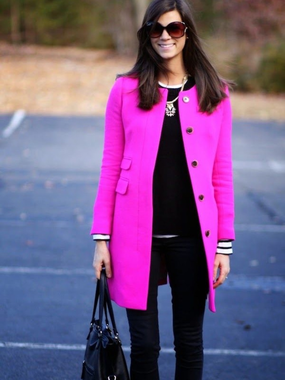 J. Crew Bright Fuchsia Long Single-Breasted Coat